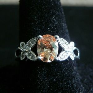 Double Butterfly Topaz CZ Ring